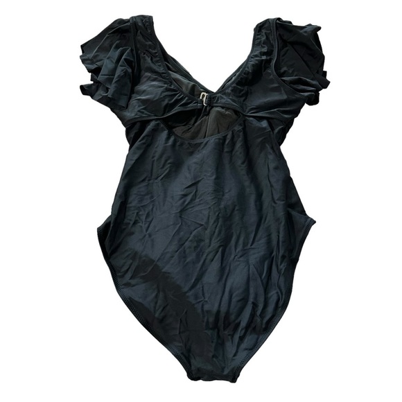 Blooming Jelly women's size large black v-neck tummy control, with ruffled - Picture 2 of 4